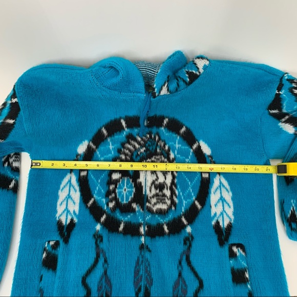 Rare Tejidos Native American Dream Catcher Blue Fluffy Wool Jacket Size M/L - Picture 12 of 14